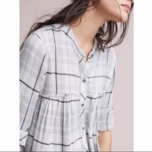 Anthropologie cloth & stone gray plaid shirt Xs